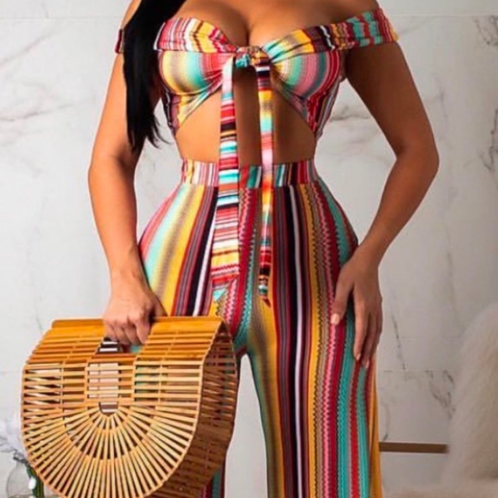 2 Piece matching set crop top and Palazzo pantsuit